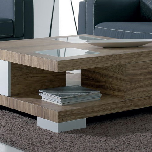Coffee table att-002 walnut wood with white lacquer new