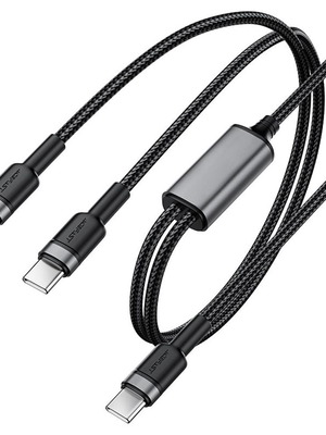 Acefast C22-02 καλώδιο φόρτισης δεδομένων 2-σε-1 Type-C σε 2x Type-C 100W 1.25m μαύρο καινούργιο