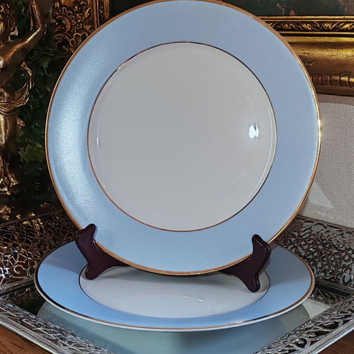 Royal Doulton dessert plates set of 4, blue and gold porcelain