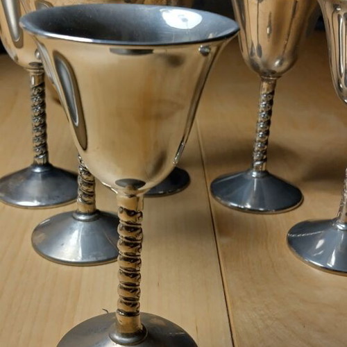 Silver plated shot glasses used