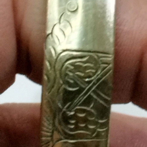 Antique handmade cuff bracelet used, gold color (~1900)