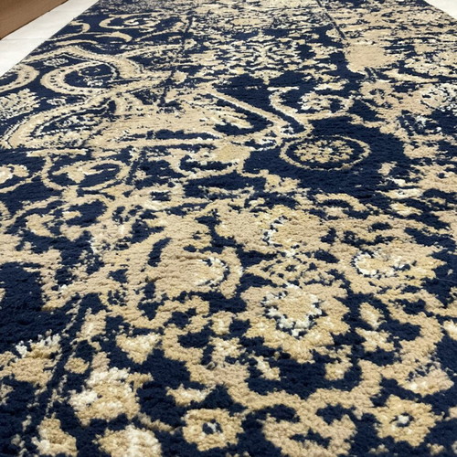 Dark blue rug with patterns, 3.30 x 0.80 m