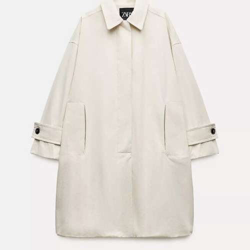 Zara trench coat with pockets M/L ecru like new