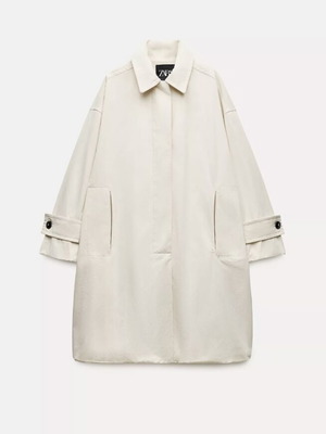 Zara trench coat with pockets M/L ecru like new