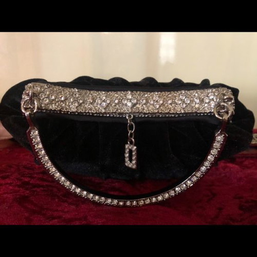 Evening velvet handbag with Swarovski stones new