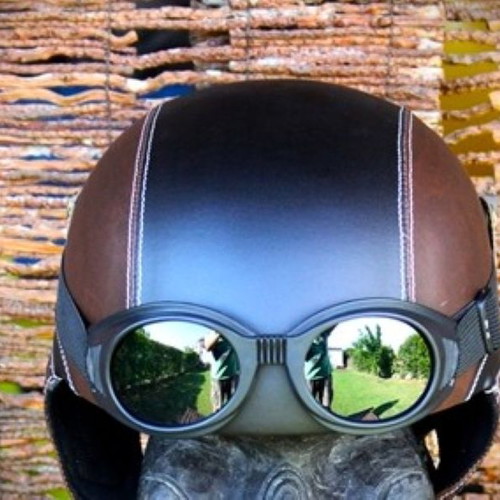 Pilot Helmet 1932 Brown Black New Retro Motorcycle Helmet