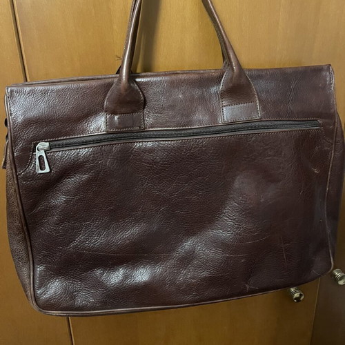 Forest leather professional bag used, large brown briefcase