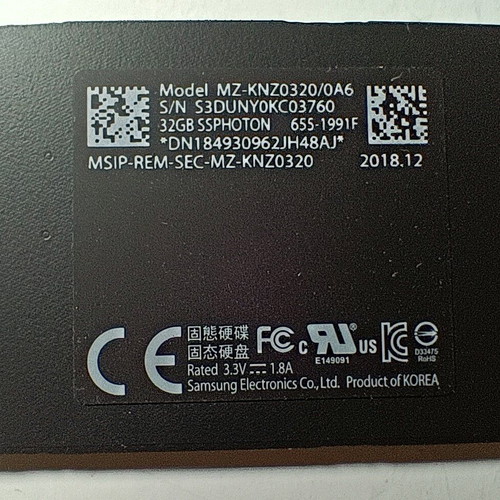 Samsung NVMe 32GB used, functional, from iMac Fusion