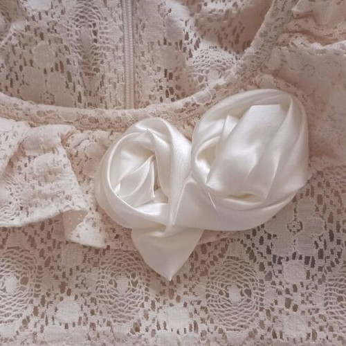 Rinascimento beige mini dress like new, lace ruffles, size M