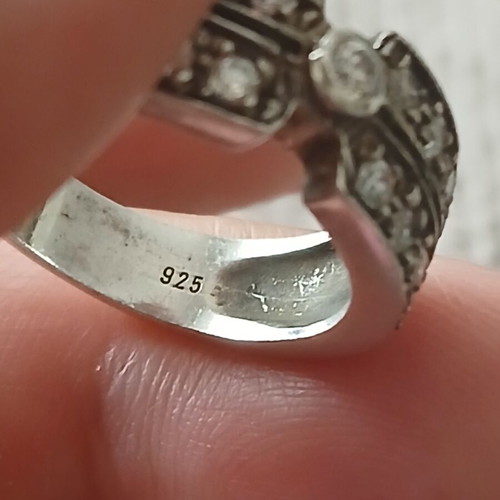 Ring with zirconia, 925 silver, 17.5 mm, like new