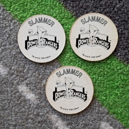 Saban Power Rangers Slammer 1996 caps used, set of 3