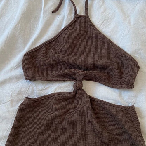 Brown cutout midi dress like new, size L