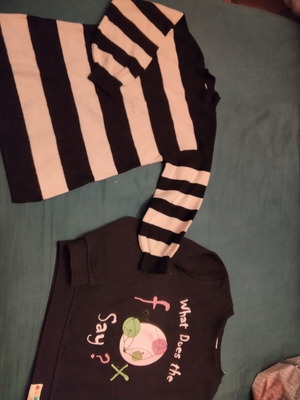 Μπλούζες κορίτσι μεταχειρισμένες, πακέτο 2, 5 ετών, μαύρο και άσπρο