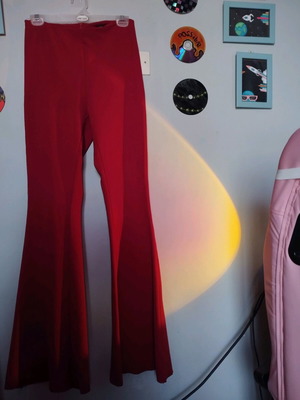 Chica red bell-bottom pants like new, size M