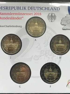 SAC Germany 2 Euro 2018 A-D-F-G-J UNC Berlin in blister