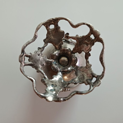 Vintage Antique Egg Cup Sterling Silver 925 with Floral Openwork Base