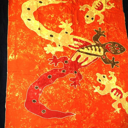 Batik Painting On Cloth Handmade Pareo Scarf Multicolor