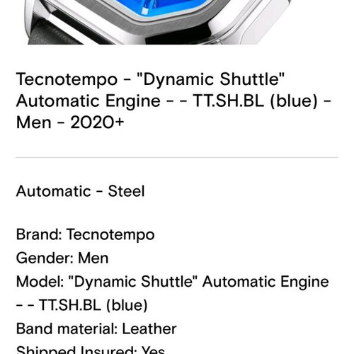 Technotempo Dinamic Shuttle Automatic Engine Tt.SH.BL watch new men's