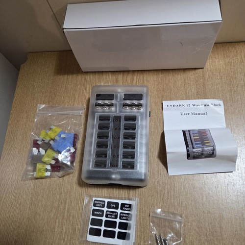 ENDARK 12-Position Fuse Box with LED Indicators for 12V/24V