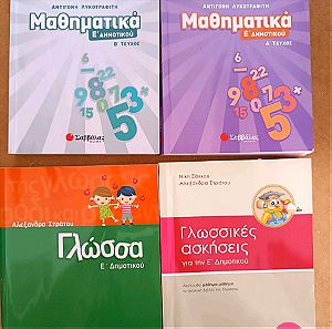 Βιβλία πακέτο με 4 Βοηθηματα Σαββάλας(Ε'Δημοτικου)Μαθηματικα α'&β'τομος γλώσσα &Γλωσσικες ασκησεις