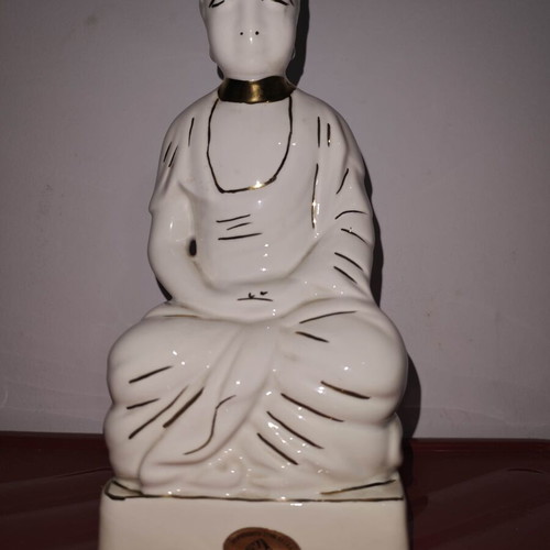 Vintage ceramic Buddha statue 35 cm handmade Fayance Greece like new