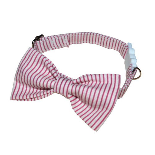 Breakaway cat collar pink striped with removable bow, new