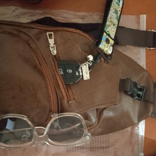 Men's chest bag new brown