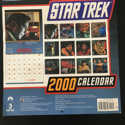 Star Trek 2000 calendar like new, Kirk & Spock, Pocket Books