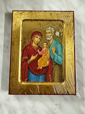 The Holy Family religious icon new with wooden frame