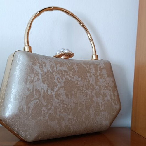 Evening bag Joy Star La Moda champagne gold floral embossed like new