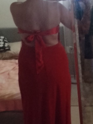 Evening dress red, new, ankle-length, Italian origin