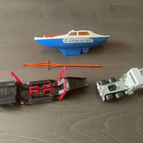 Retro metal truck with trailer and boat Majorette used