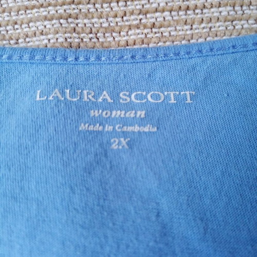 Laura Scott blouse 2XL like new, cotton, blue