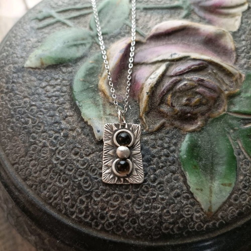Handmade 925 silver pendant with smoky quartz and surgical steel chain new