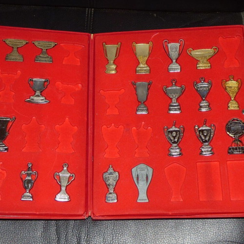 Case with the collection of 38 Olympiakos championships used