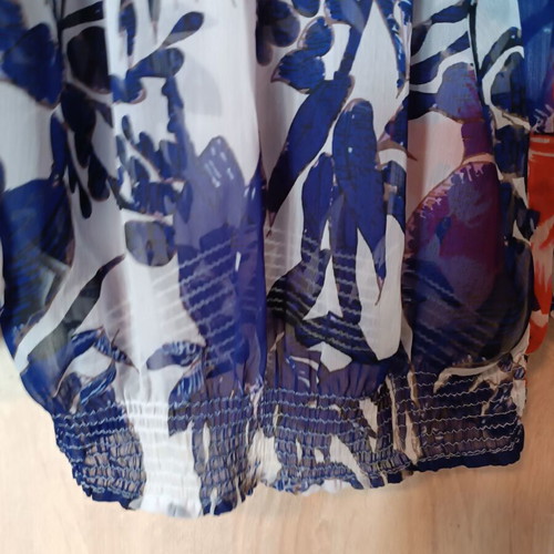 Desigual off the shoulder blouse like new, blue and red