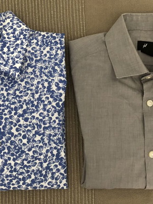 Ανδρικά πουκάμισα H&M μέγεθος XS σαν καινούργια, πακέτο 2, γκρι και μπλε