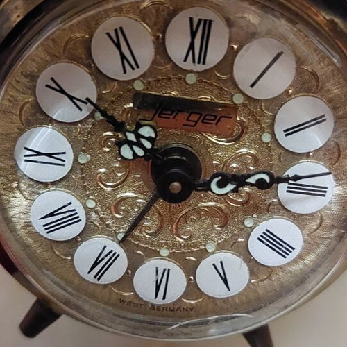 Vintage Jerger Clock with Onyx Base and Brass Columns