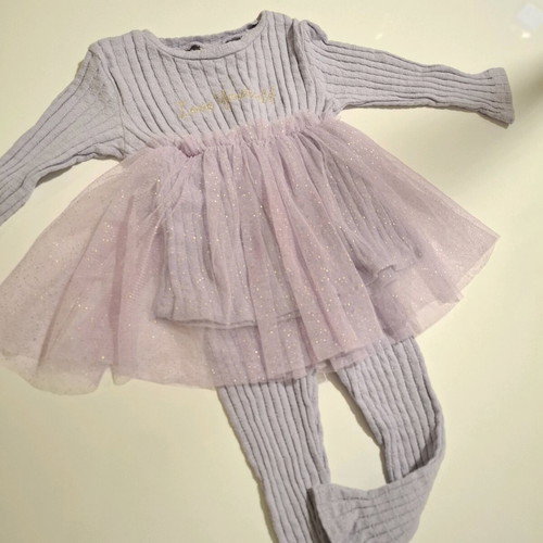 Bupper knitted lilac set with tulle like new, 9-12 months