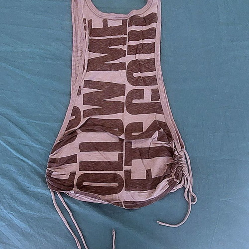 Grey athletic cut top, size Small, side ruching