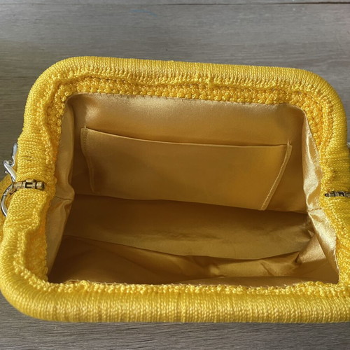 Handmade bag with hard frame yellow, new