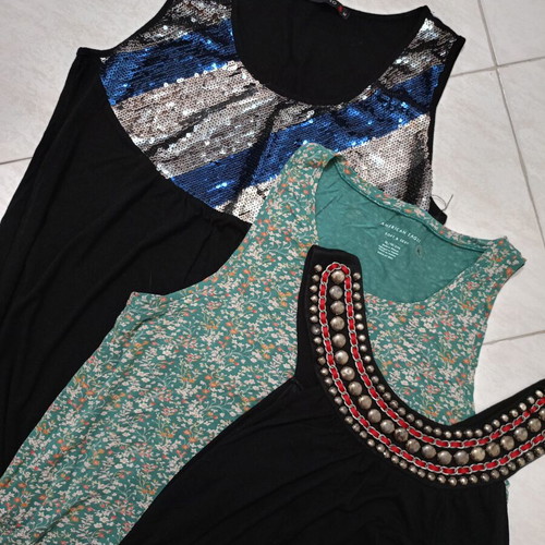 Tank tops XL pack of 3 American Eagle used, black and green floral