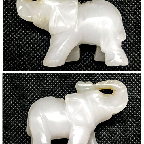 Small Elephant Figurine Made of White Nephrite Like New