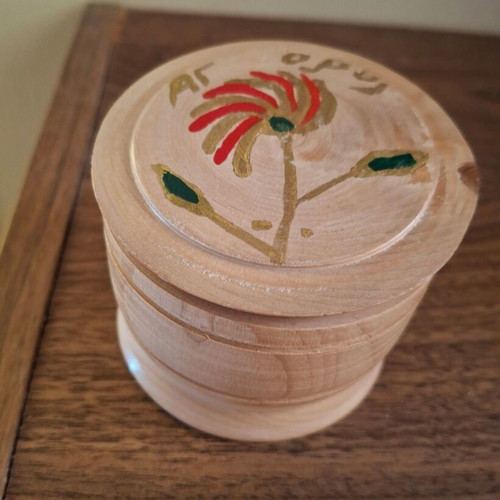 Wooden box hand-painted Mount Athos like new