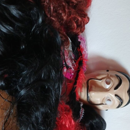 Wigs and carnival items used, all together