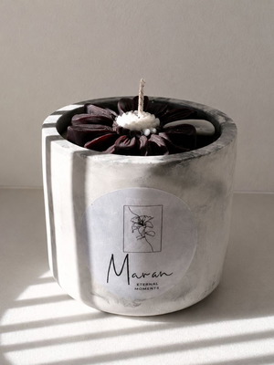 Black Vanilla Orchid scented candle 140 gr, LUXE cement grey