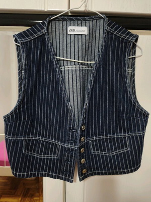 Zara sleeveless denim vest new, blue, size L