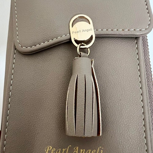 Pearl Angelli crossbody wallet bag used, beige, with compartments
