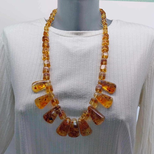 Vintage necklace made of artificial amber used