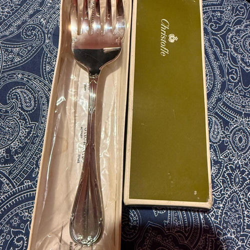 Christofle vintage silver plated large serving fork used